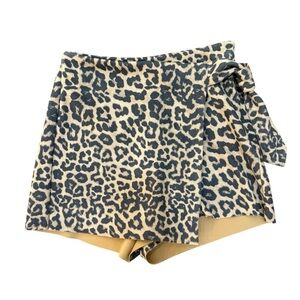 Zara Animal Print Faux Wrap Skorts with Fabric Bow Size XS